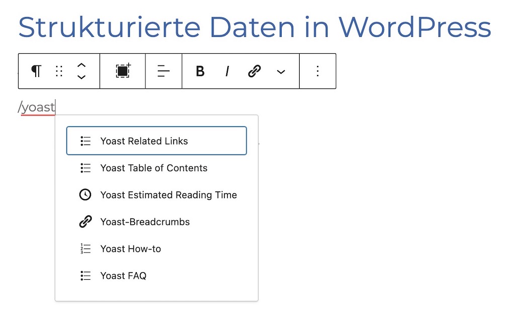 Blöcke in WordPress mit strukturierten Daten