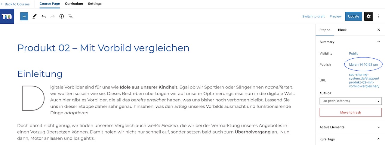 online kurs steuern über veröffentlichungsdatum