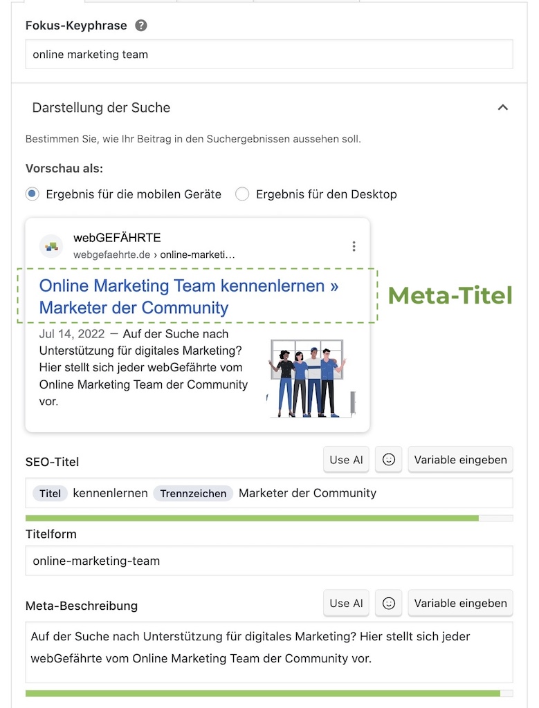 SEO Titel einer Seite in WordPress