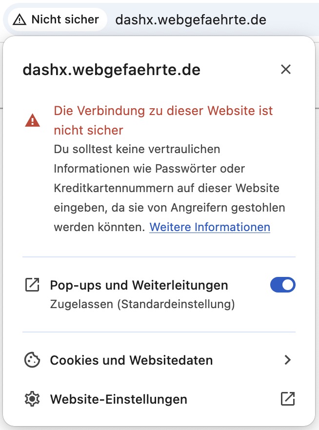 Fehlende SSL Verschlüsselung - Sicherheitswarnung im Browser