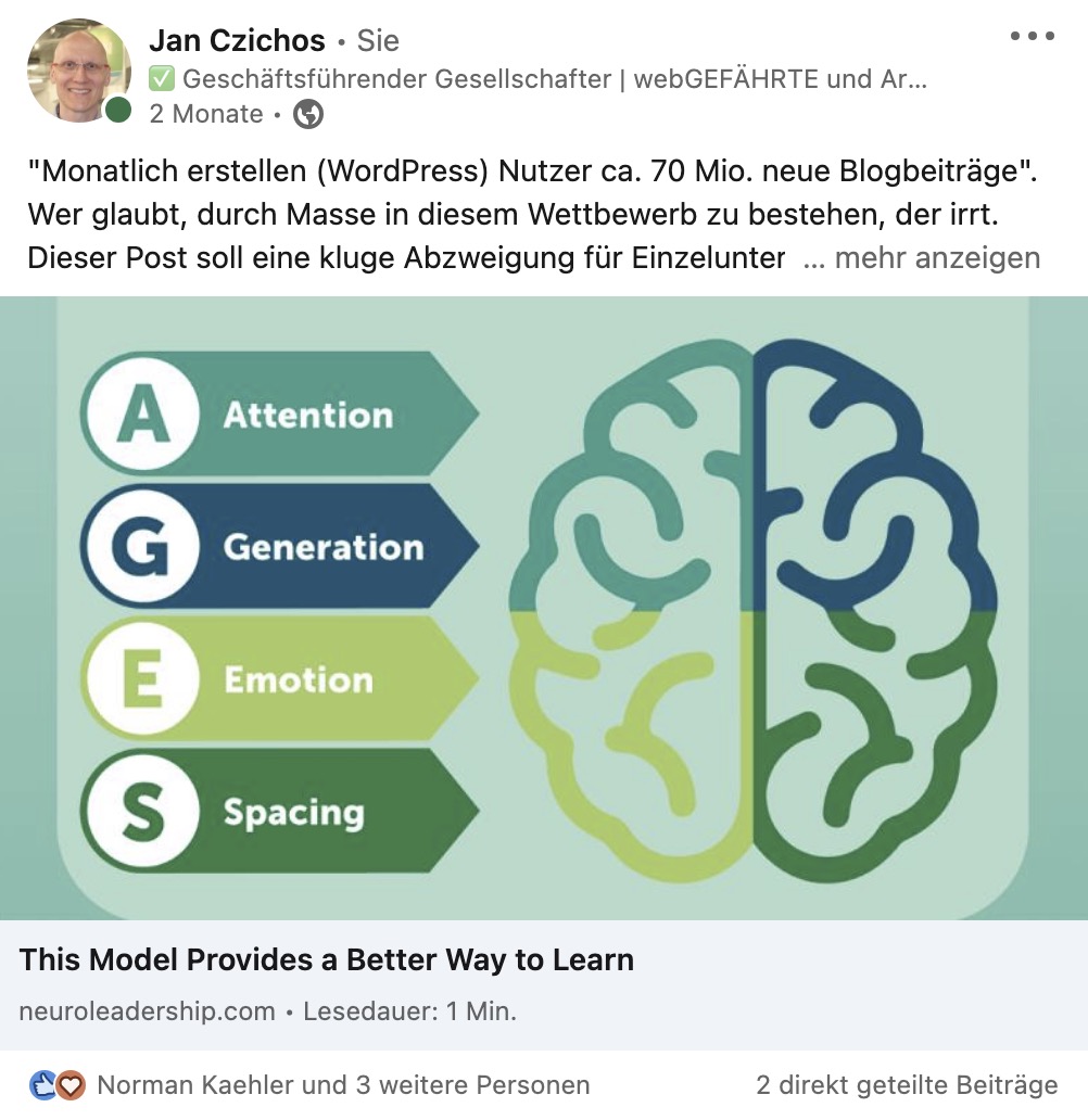 Studie als Social Media Post vorstellen