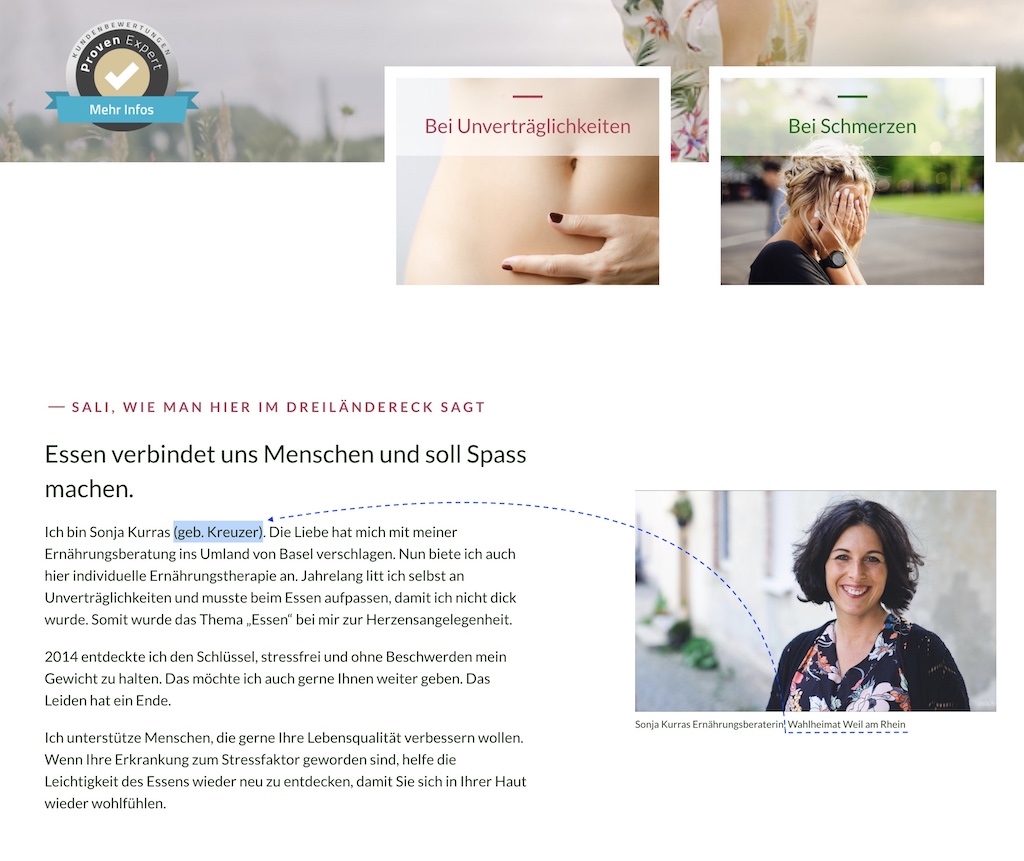 Name im Website Titel - Klare Kommunikation auf der Startseite