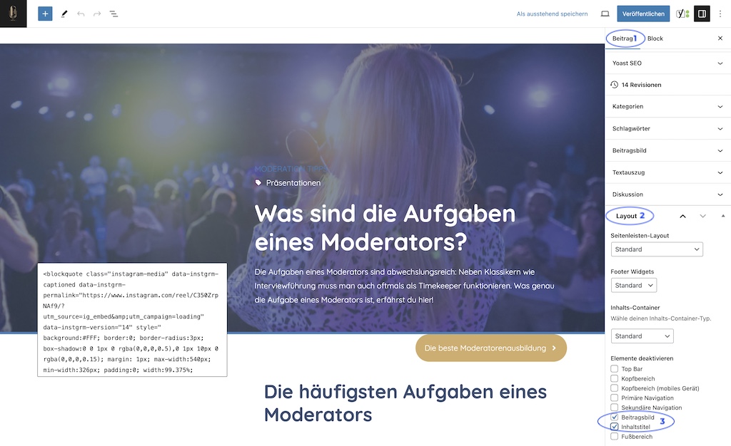 WordPress: Abstand zwischen Blöcken verringern - Einstellung ändern