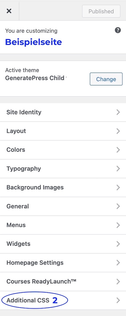 WordPress Slider ohne Plugin - Ort für Zusätzliches CSS im Customizer