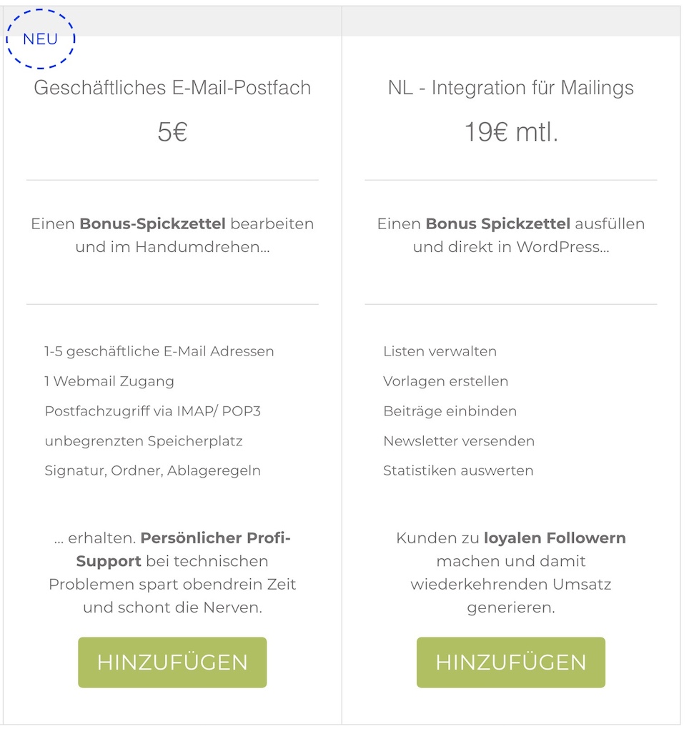 Geschäftliches E-Mail-Postfach und Integration für Mailings.