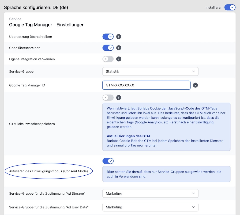 Google Concent Mode - Einstellung