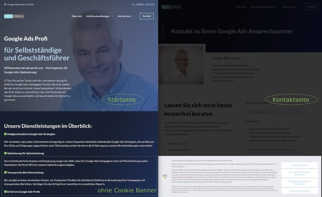 Google Ads Profi für Selbstständige und Geschäftsführer auf der Startseite von ads-prof.com.